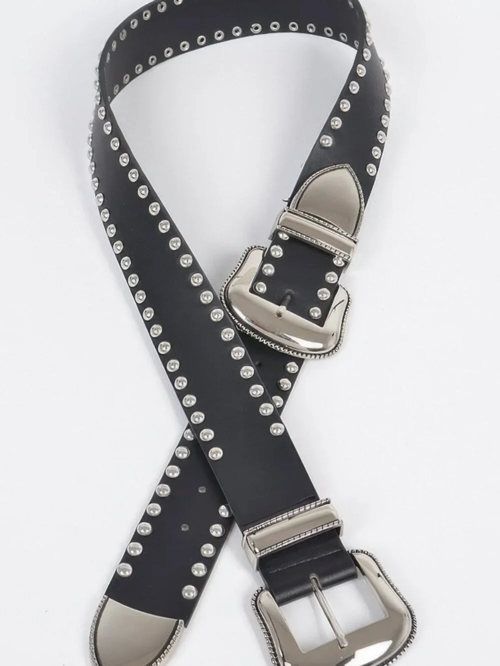 Studded Double Buckle Belt